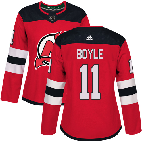 Adidas New Jersey Devils 11 Brian Boyle Red Home Authentic Women Stitched NHL Jersey